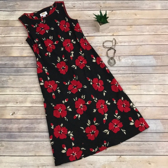 Talbots Dresses & Skirts - Talbots Petites Red Floral Sleeveless Shift Dress